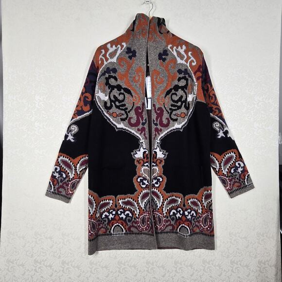 Max Sport Hooded Longline Cardigan XL Black Orange Open Front Pockets $368 SRP - Picture 5 of 16